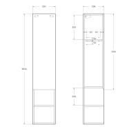 Шкаф подвесной, с одной распашной дверцами с доводчиками, и одной открытой полкой, правосторонний, 1600x330x300 KRAFT-1600-1A-SC-BO-L BelBagno