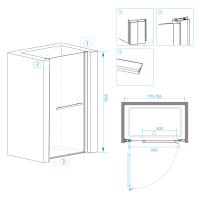 Душевая дверь RGW PA-03  80*185 41080308-11 профиль Хром стекло Прозрачное 6 мм RGW