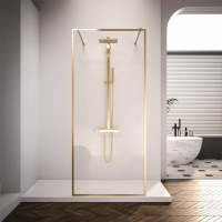 Душевая перегородка 1100x2000 KR90G-110-01-C4 цвет профиля Брашированное золото стекло Прозрачное Veconi
