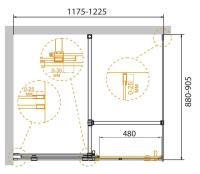 Душевой уголок прямоугольный  STREAM-AH-1-120/90-C-Cr  1200x900x1950 Cezares