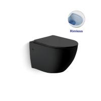 Унитаз подвесной безободковый  VT1-14MB 550х365х395 матовый черный Vincea