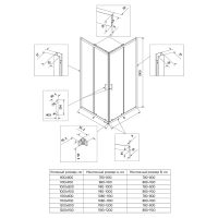 Душевой угол раздвижной RV27B-10090-05-C8 1000x900x1900 Цвет профиля Чёрный Стекло Тонированное Veconi
