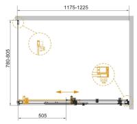 Душевой уголог: прямоугольный STYLUS-SOFT-AH-1-120/80-C-Cr  1200x800x1950 Cezares